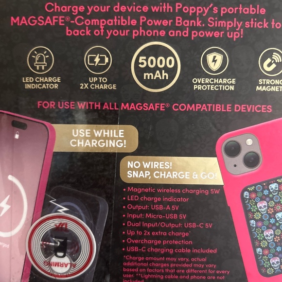 Power Trip MagSafe Compatible Power Bank - Black with Red Accents - Picture 2 of 3